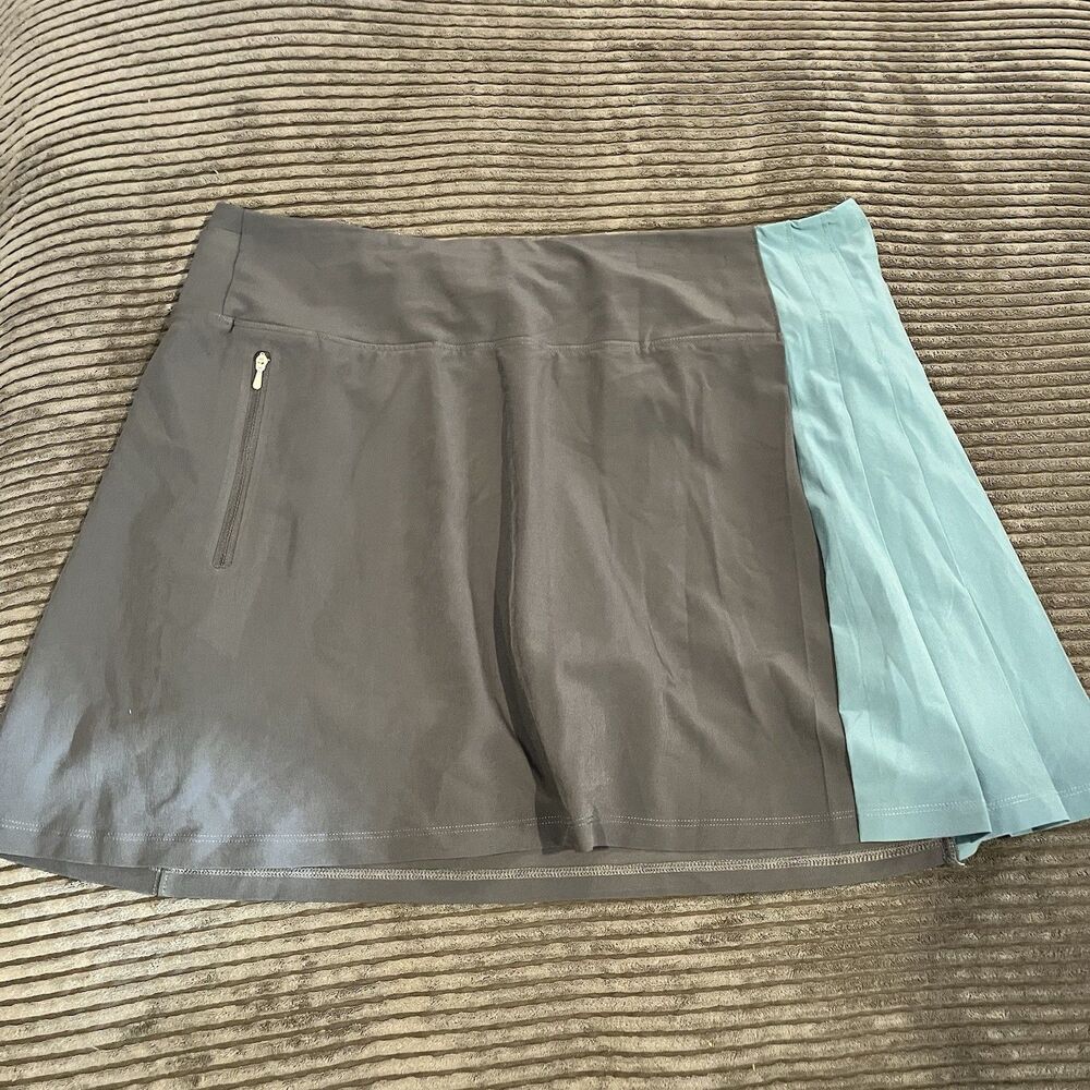 Athleta Skort Women's Size XL Gray Blue Golf Pickleball Fairway Pleated Jupe